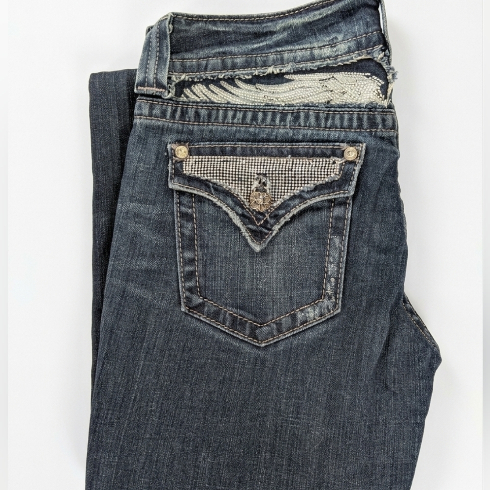 Miss Me Y2K Rhinestone Angel Wings JP5050-2 Boot Cut Dark Wash Jeans Size 30